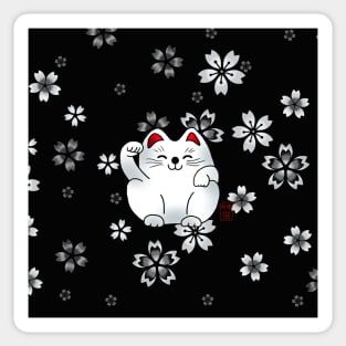 Lucky cat, sitting white maneki Sticker